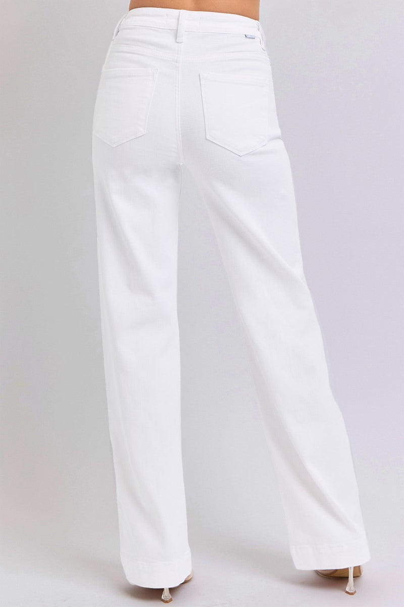 RISEN White High Rise Straight Leg Jeans