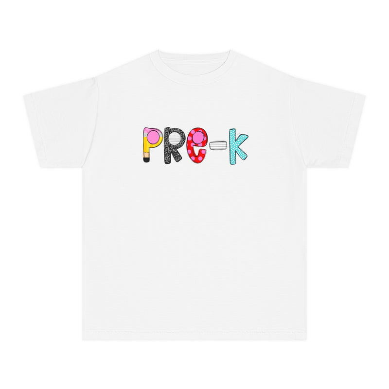 YOUTH PRE-K School Font Comfort Colors Tee