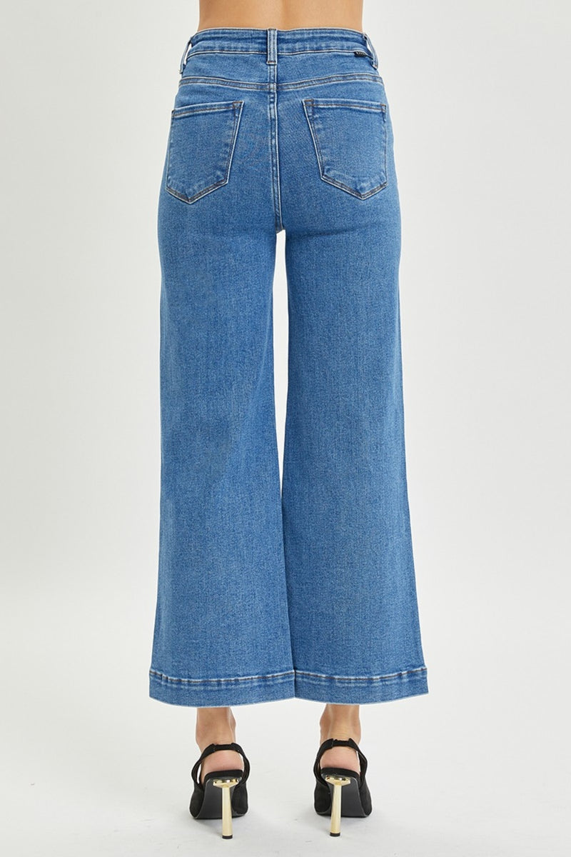 RISEN Front Seam High Rise Wide Leg Jeans