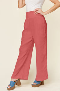 Smocked Waist Wide Leg Gauze Pants