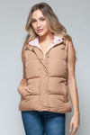 Snap and Zip Closure Hooded Vest