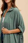 Checkered Button Up Top in Dark Sage