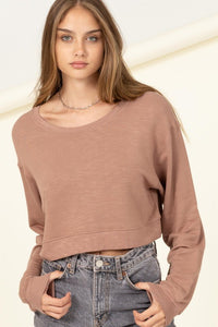 Dropped Shoulder Cropped Sweatshirt