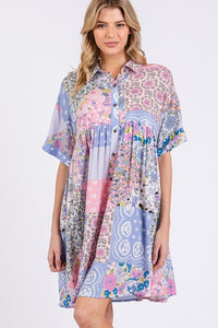 Boho Floral Collared Dress