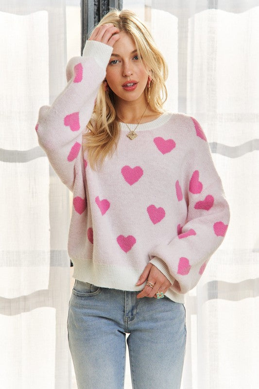 Heart Round Neck Sweater