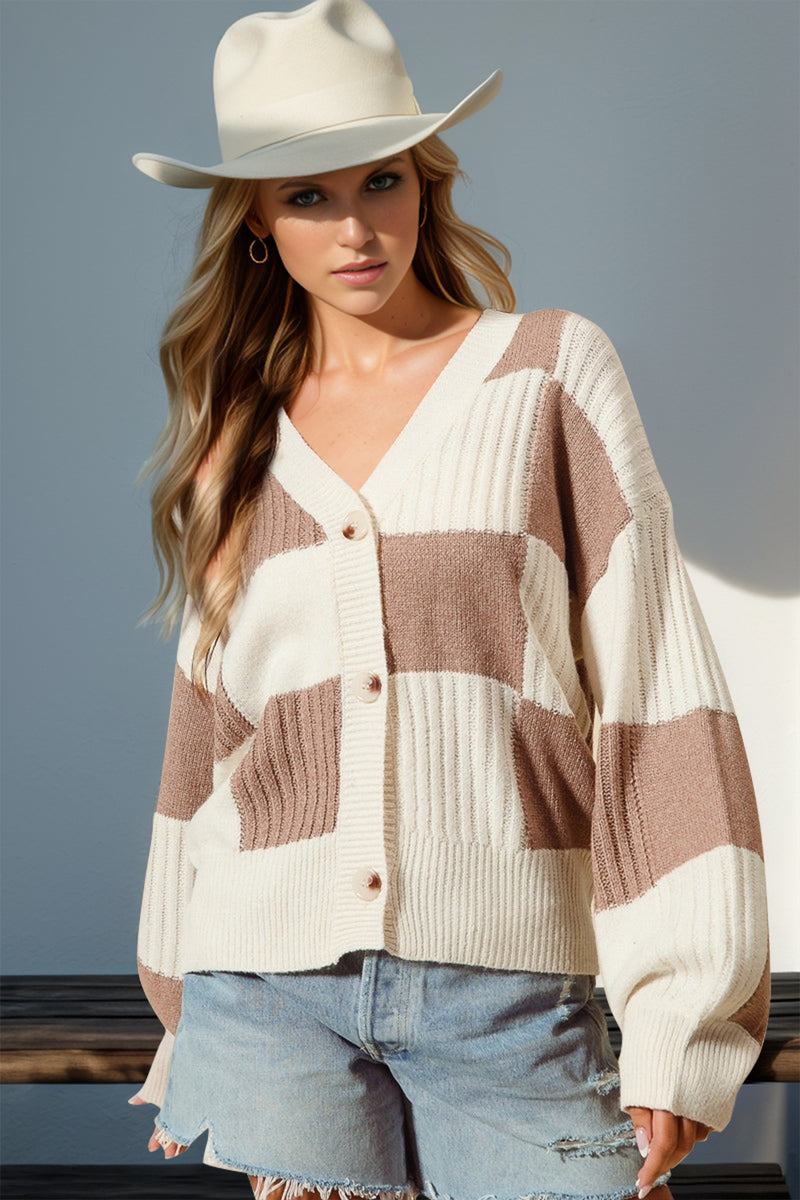 Checkered Cardigan Sweater