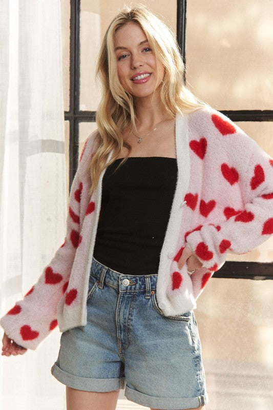 Heart Button Down Cardigan