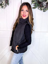 Zip Up Puffer Vest with Pockets in Black