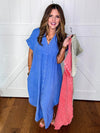 Mineral Wash Button Down Maxi in Denim Blue