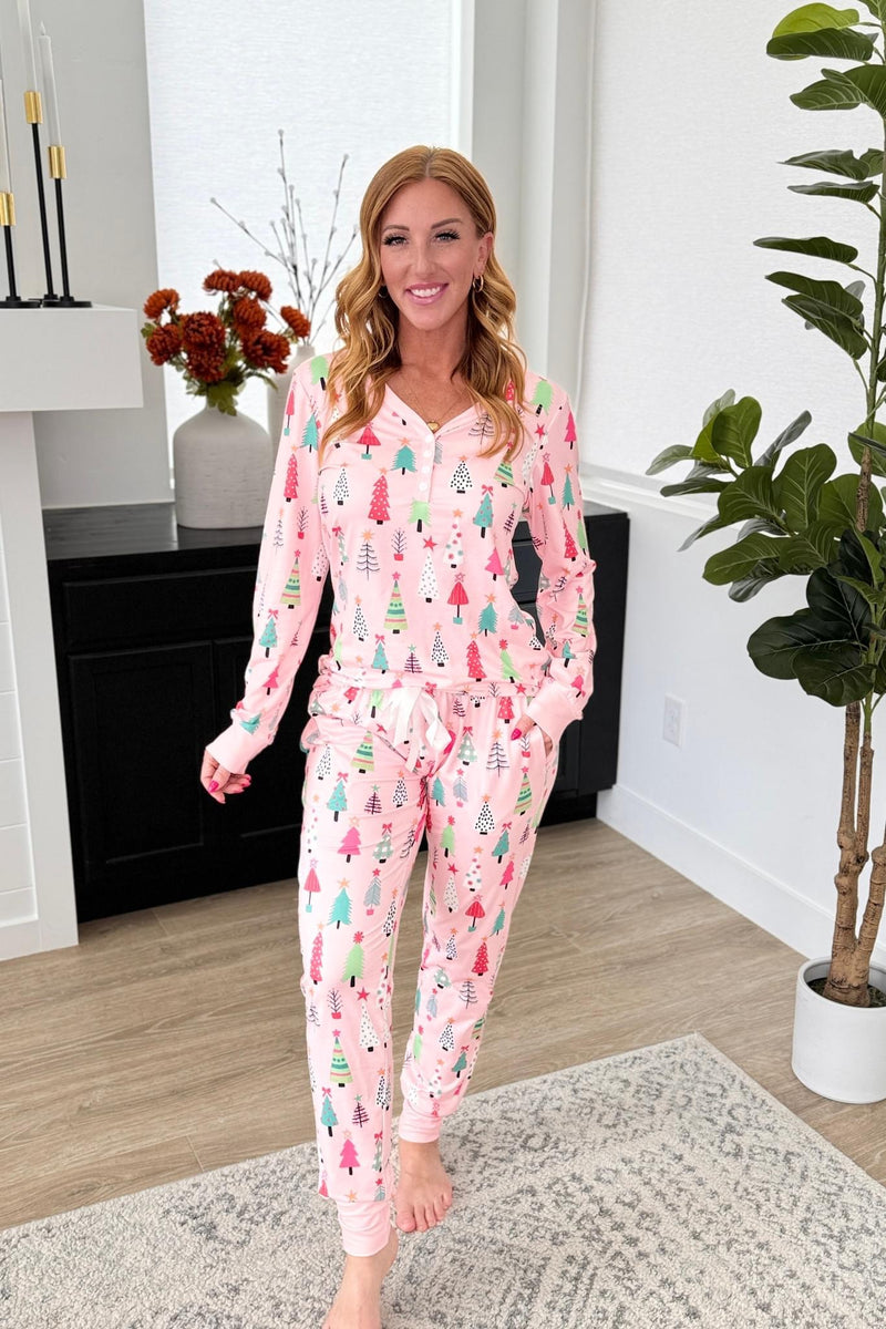 Pink Christmas Trees Pajama Set