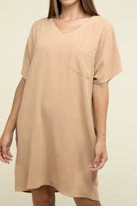 Woven Airflow V-Neck Dress