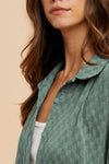 Checkered Button Up Top in Dark Sage