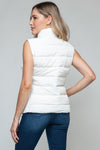 Zip Up Puffer Vest with Pockets in White