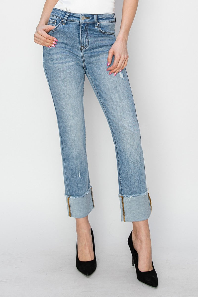 RISEN Cuffed Straight Jeans