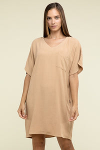 Woven Airflow V-Neck Dress