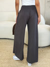 Smocked Waistband Wide Leg Pants with Pockets