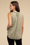 Vintage Washed Sleeveless Henley Top