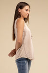 Vintage Washed Sleeveless Henley Top