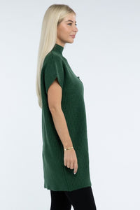 Mock Neck Short Sleeve Sweater Dress