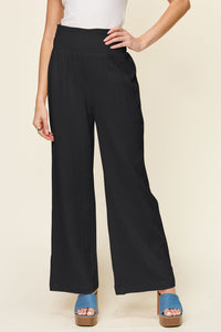 Smocked Waist Wide Leg Gauze Pants