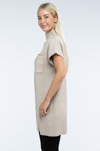 Mock Neck Short Sleeve Sweater Dress