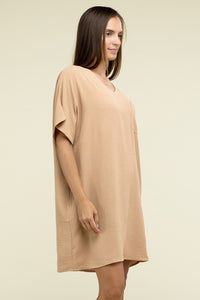 Woven Airflow V-Neck Dress