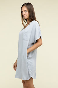 Woven Airflow V-Neck Dress