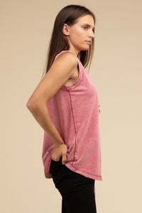 Vintage Washed Sleeveless Henley Top