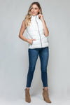 Zip Up Puffer Vest with Pockets in White