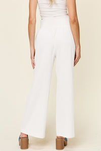 Smocked Waist Wide Leg Gauze Pants