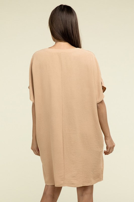 Woven Airflow V-Neck Dress