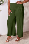 Smocked Waistband Wide Leg Pants with Pockets