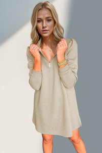 Textured Quarter Zip Long Sleeve Dress