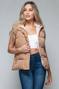 Snap and Zip Closure Hooded Vest