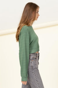 Dropped Shoulder Cropped Sweatshirt