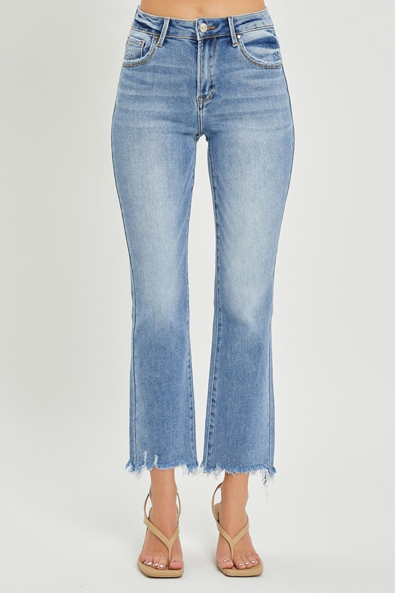 RISEN Frayed Hem Cropped Jeans