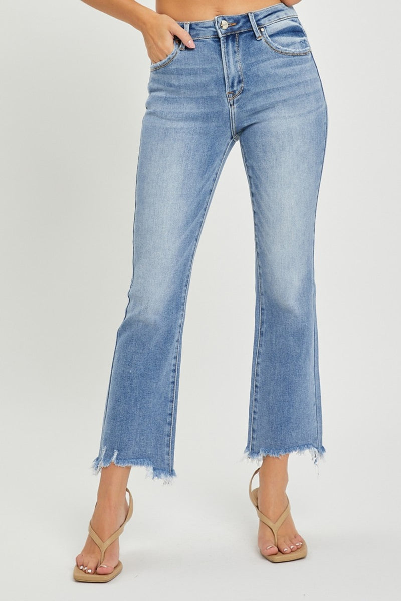 RISEN Frayed Hem Cropped Jeans