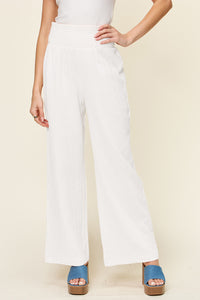 Smocked Waist Wide Leg Gauze Pants