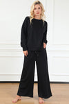 Dupe Textured Long Sleeve Top Pants Set