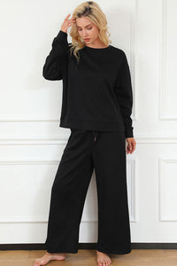 Dupe Textured Long Sleeve Top Pants Set