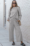 Dupe Textured Long Sleeve Top Pants Set