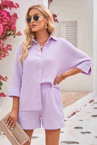 Gauze Button Up Top and Shorts Set